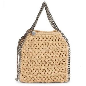 STELLA MCCARTNEY Falabella Raffia Woven Mini Tote Bag Handbag